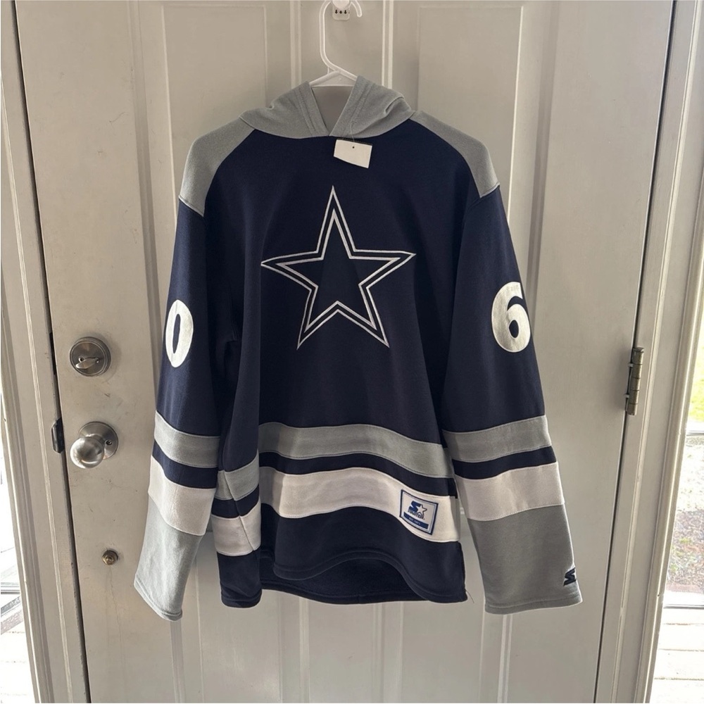 STARTER Dallas Cowboys Blue and White Star Hoodie M